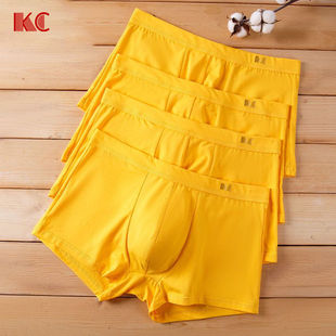 四角平角内裤 男大码 短裤 KC男士 男士 透气内裤 头短裤 纯棉黄色内裤