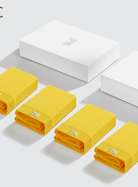 KC桑蚕丝抗菌男士黄色内裤男纯棉平角裤黑短裤平四角裤