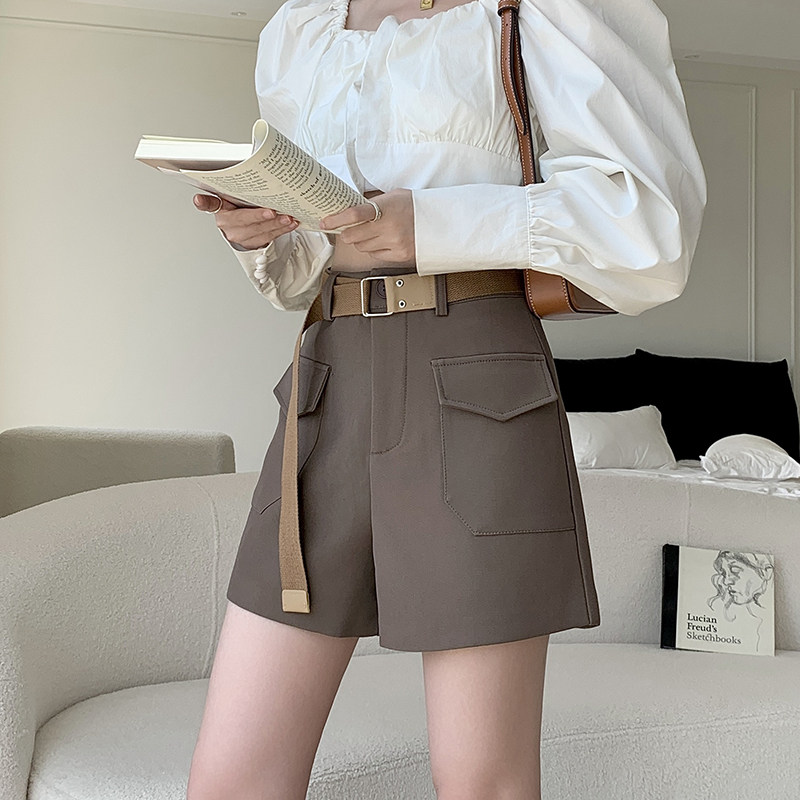 韩版高腰西装短裤女春夏新款女士工装裤百搭显瘦a字阔腿休闲裤子