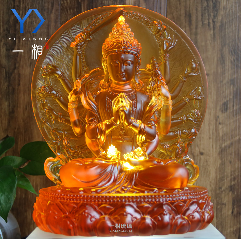 琉璃准提菩萨准提佛母鎏金佛造像藏传密宗供奉 琉璃佛像