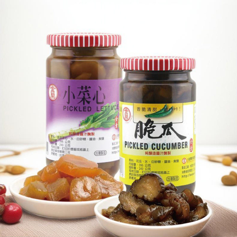 台湾原装进口金兰小菜心脆瓜396g瓶装素食酱菜咸菜脆爽下饭菜配粥