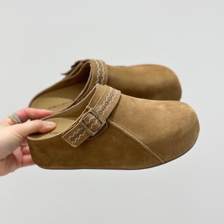 真皮勃肯拖鞋女厚底增高秋季新款包头半拖复古舒适百搭XHR682-36