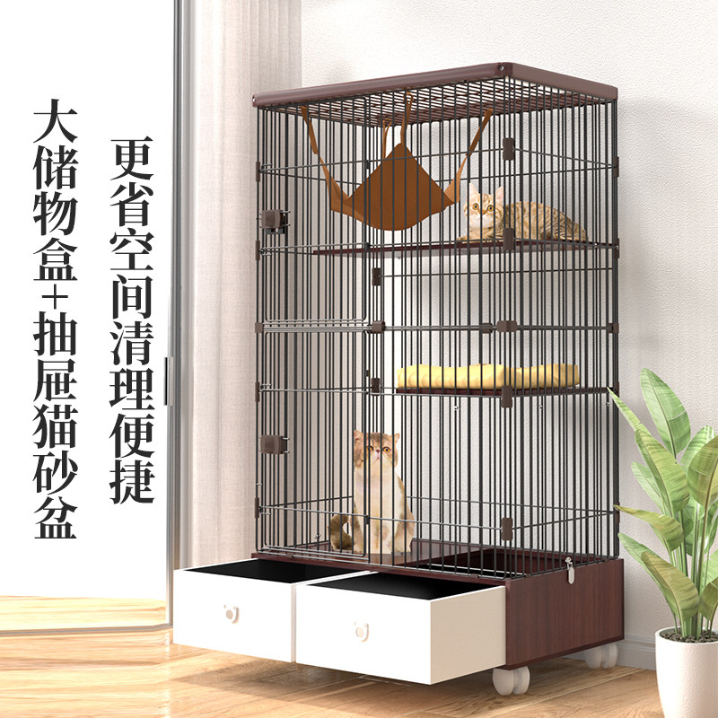 猫笼子超大猫别墅幼猫猫屋室内家用三层大号小型两层实木猫房围栏