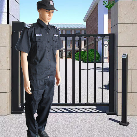 保安服夏季短袖黑色涤棉网格保安门卫巡查职业服装庄重结实耐穿