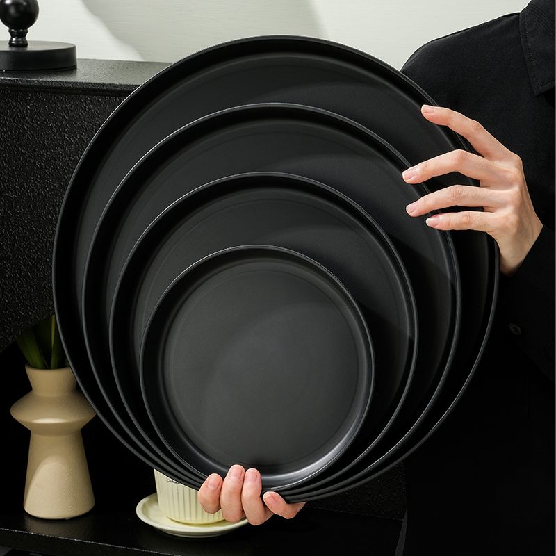 圆形黑色塑料托盘酒吧KTV上菜