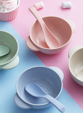 宝宝辅食碗婴儿防摔防烫碗幼儿园吃饭碗儿童餐具可爱家用碗勺套装