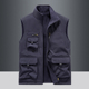 高档秋冬加绒两面穿多口袋马甲中年保暖背心大码 休闲外套 户外工装