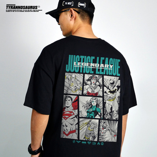 宽松 T恤男士 潮牌夏季 DC漫画联名正义联盟蝙蝠侠超人神奇女侠短袖