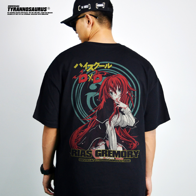 潮牌短袖动漫恶魔高校印花T恤