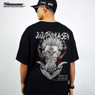 日系动漫联名Jujutsu Kaisen咒术回战短袖T恤男女重磅直喷印花INS