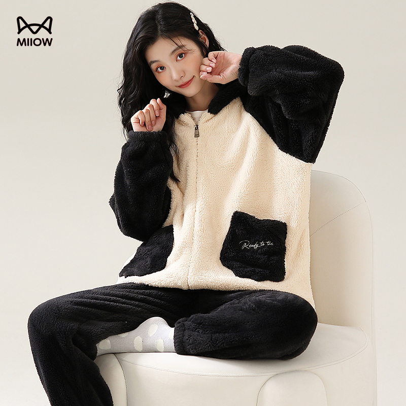 猫人女加绒加厚家居服套装