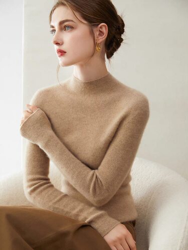 2025新款纯羊绒衫女半高领秋冬款套头修身打底加厚针织套头毛衣