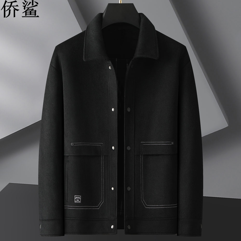 羊毛呢子大衣男冬季潮胖子加肥加大翻领毛呢夹克宽松青年呢子外套