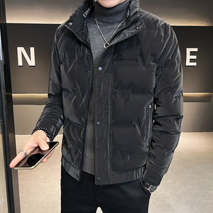 男士羽绒服新款冬季潮流休闲立领纯色外套百搭加厚保暖冬装男上衣