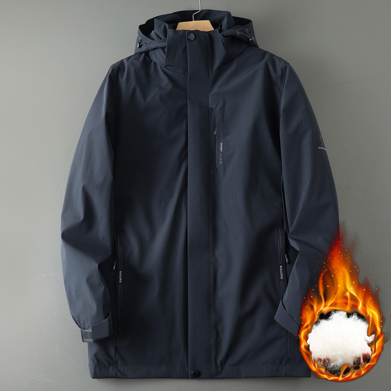 冬季羽绒服男冲锋衣加大码加肥防寒东北外套三合一加厚内胆两件套