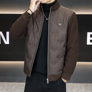 成熟男人夹克2025新款 羽绒服 拼色羽绒外套男高端奢华保暖立领冬装