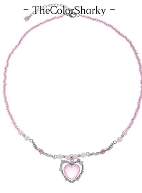 Thecolorsharky甜美精致粉色系爱心仿珍珠项链