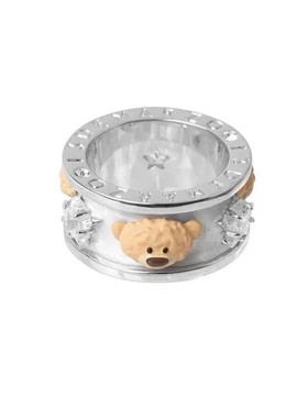 黑色星星卡通小熊戒指女小众甜酷设计食指戒个性网红宽版滴釉