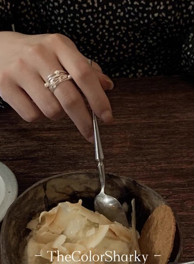 Thecolorsharky S925纯银多层缠绕感珍珠戒指甜美仙女气质开口戒