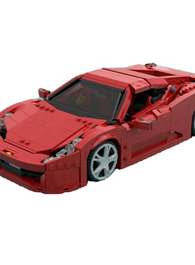 法拉-利458 Italia超级跑车赛车汽车模型MOC-159683拼装积木玩具