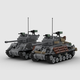 坦克世界美国M4A3E8谢尔曼中型坦克模型MOC 积木玩具 173199拼装