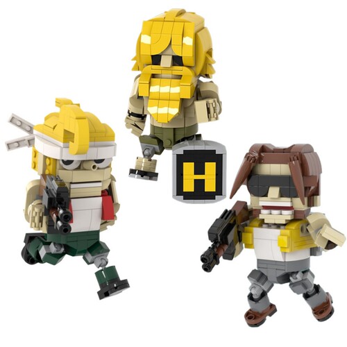 积木合金弹头气波功老头人仔模型