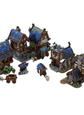 21325中世纪铁匠铺改版城镇磨坊教堂房屋MOC-155430拼装积木玩具