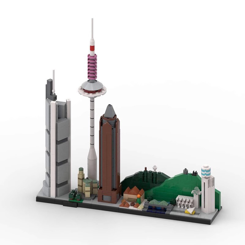 美因河畔法兰克福天际线电视塔建筑模型MOC-139607拼装积木玩具