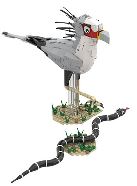 【高砖零件】蛇鹫杀手皇后秘书鸟鹰猛禽动物模型MOC拼装积木玩具