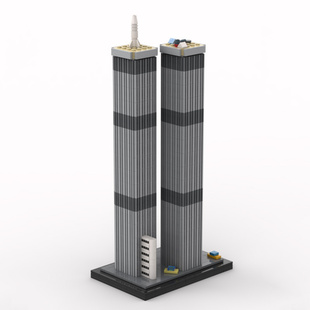 美国纽约世贸中心双子塔摩天大楼地标建筑MOC-44229拼装积木玩具