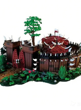 【高砖零件】森林兽人部落营地基地建筑MOC-234728拼装积木玩具