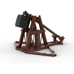 中世纪城堡投石机配重式抛石机攻城器械武器模型MOC拼装积木玩具