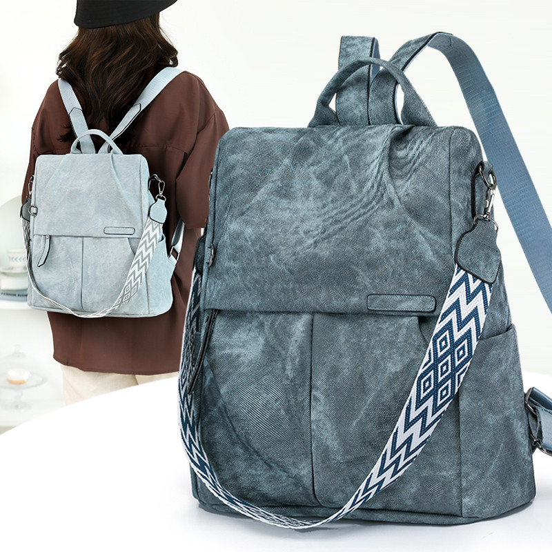 双肩包女2025新款潮韩版时尚百搭女士包软皮大容量书包旅行pu包包