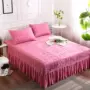 Khăn trải giường dày bằng vải bông đơn giản, trải giường bằng vải trải giường, trải giường Simmons bảo vệ 1.5 1.8 m 2.0 - Váy Petti 	chân váy giường