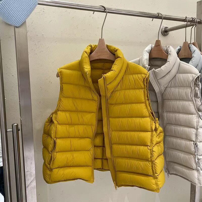 立领排骨羽绒服马甲女2026新款韩版休闲短款小个子白鸭绒背心外套