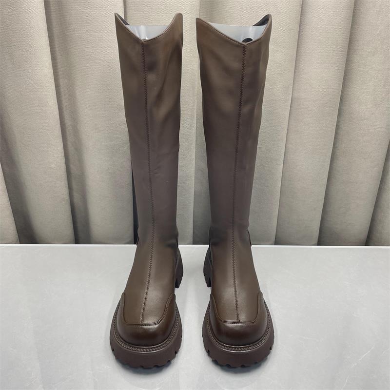 撤柜处理v型口骑士靴长筒靴女2024冬款厚底长靴女小个子高筒靴女