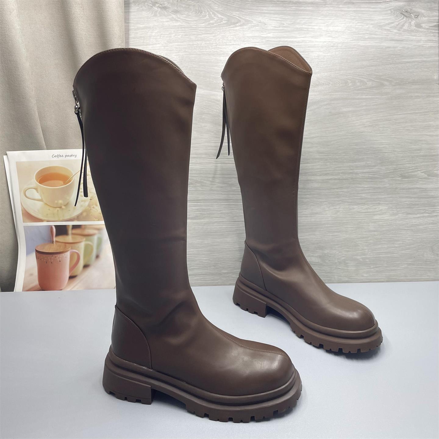 撤柜断码处理骑士靴女2025秋冬新款粗跟厚底高筒靴女长靴薄绒女靴