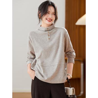 高领拼接时尚针织打底衫2025新款今年流行爆款内搭毛衣女短款上衣