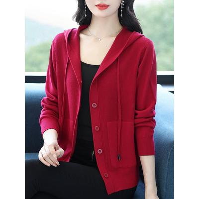 连帽针织卫衣开衫女短款秋装2025新款外搭宽松毛衣外套春秋季百搭