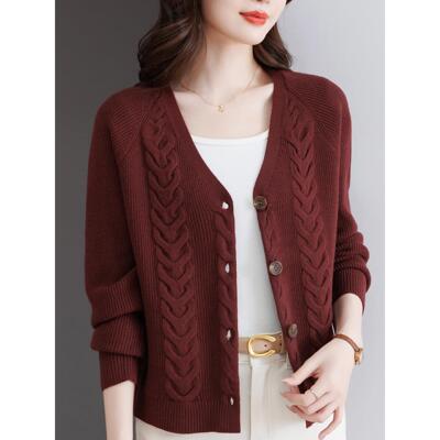 短款针织开衫毛衣外套女春秋2025新款宽松舒适洋气妈妈上衣羊毛衫