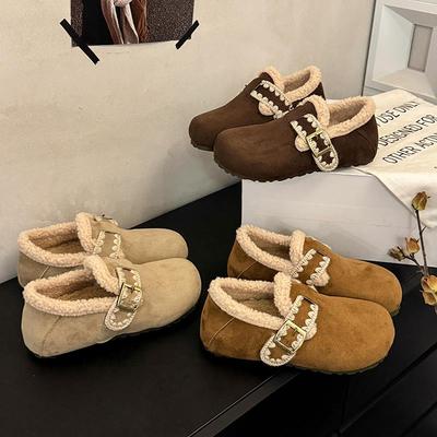 大码加绒勃肯鞋女41到43厚底2025新款冬季棉鞋全包软底保暖雪地靴