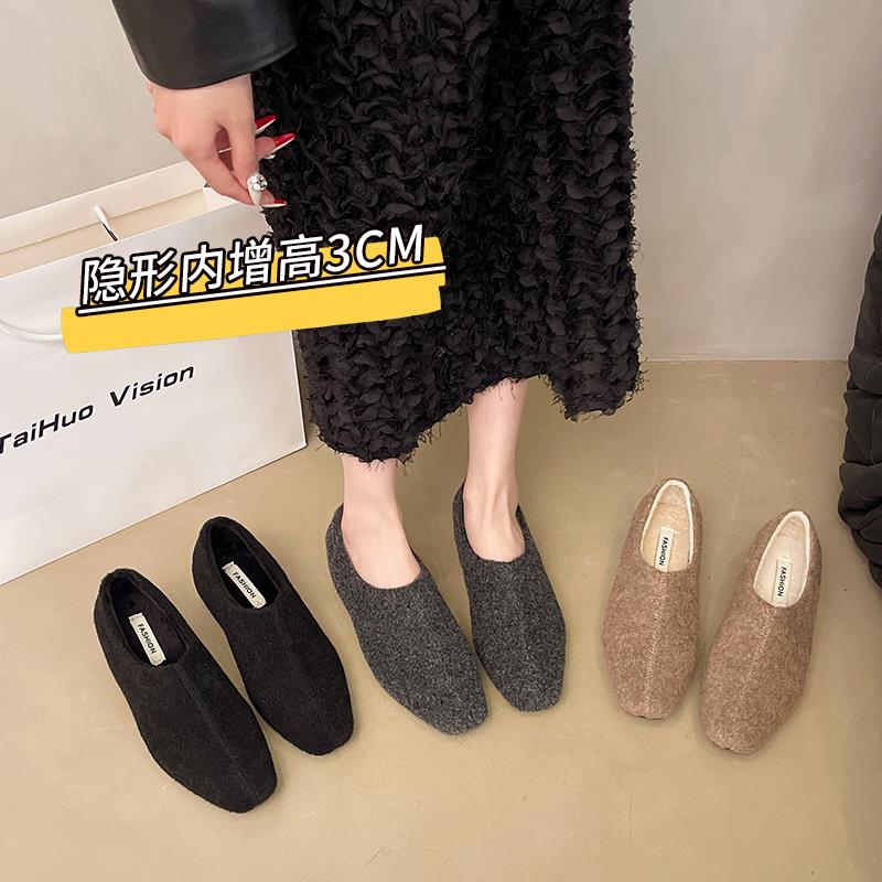 大码女鞋41到43毛毛鞋2025新款秋冬保暖加绒玛丽珍软底内增高单鞋