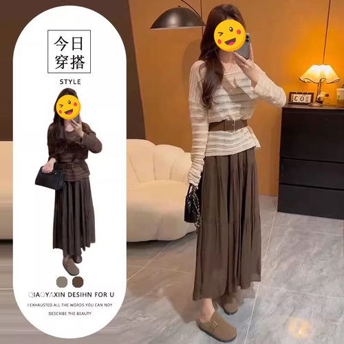进口单件/2025早秋新款韩系复古镂空长袖针织衫上衣女高腰显瘦半