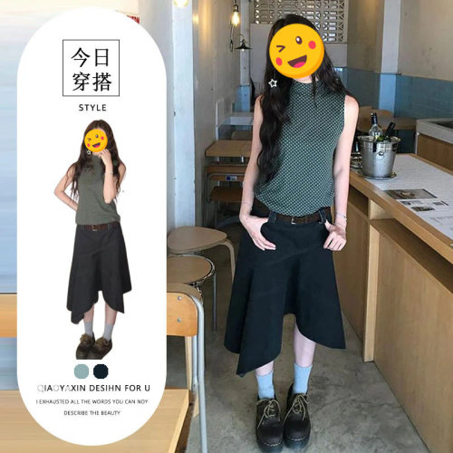 胖东来单件/2026夏季新款复古港风穿搭气质无袖波点上衣不规则半