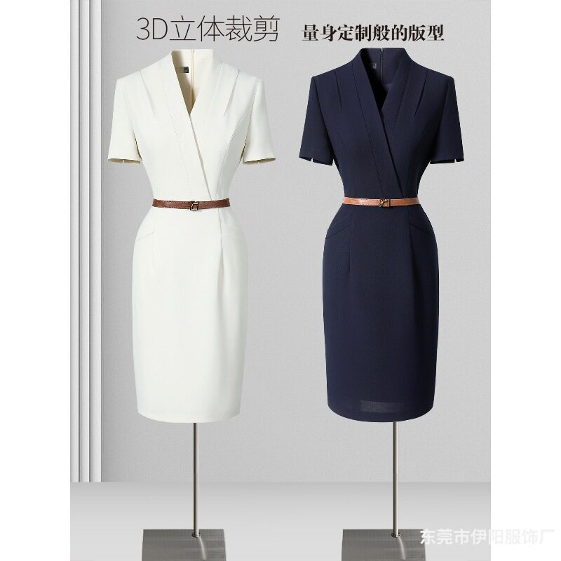 胖东来夏季职业装连衣裙女气质女神范前台接待工装案场客服售楼部