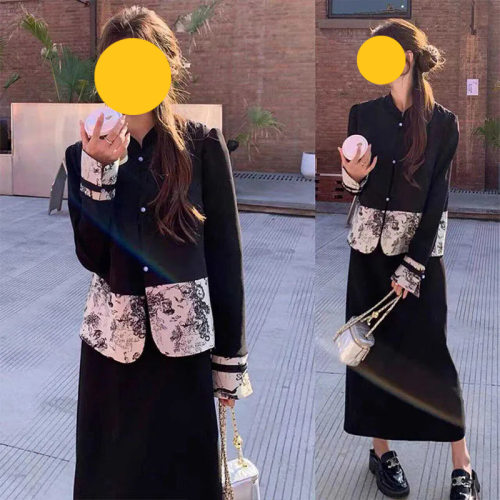 胖东来单件/盐系轻熟装新中式女复古盘扣水墨连衣裙气质减龄国风