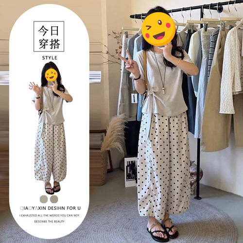 胖东来单件/甜美小众穿搭夏季设计感别致短袖纯色上衣高腰显瘦波