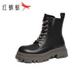 红蜻蜓真皮妈妈鞋 清仓 断码 短靴女冬加绒保暖软底靴子棉鞋 中年皮鞋