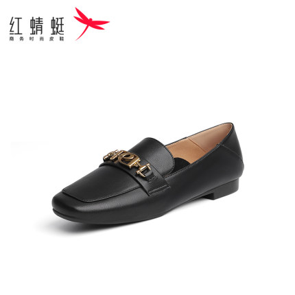 红蜻蜓女鞋春夏新款休闲时尚真皮鞋小皮鞋通勤工作乐福鞋断码清仓