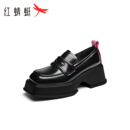 红蜻蜓正品单鞋女秋季新款英伦风